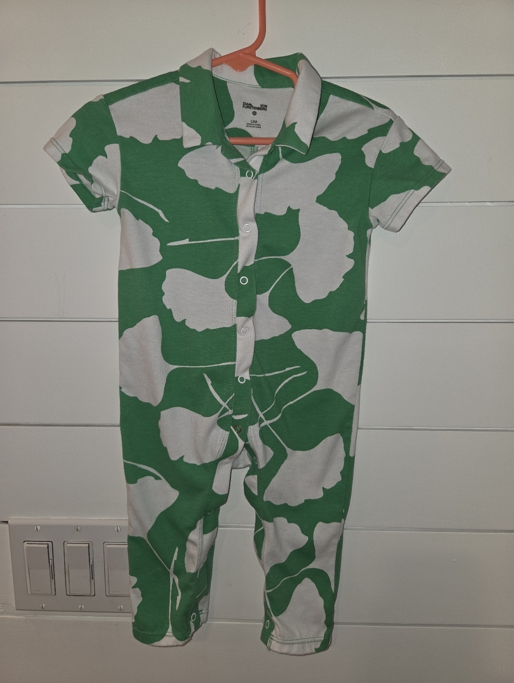 Diane Von Furstenberg For Target Green and White Printed Baby One-Piece Romper